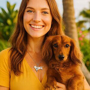 MINI PENDANT - GRACEFUL DACHSHUND (SILVER)